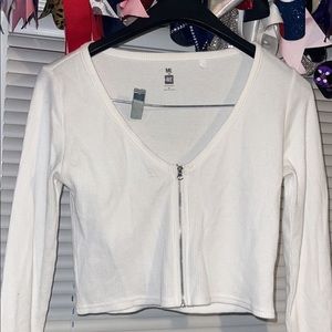 white cropped zip up top